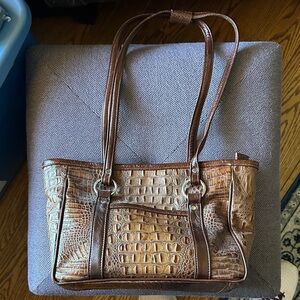 Leather Elegant Brown Crocodile-Embossed Women's Purse